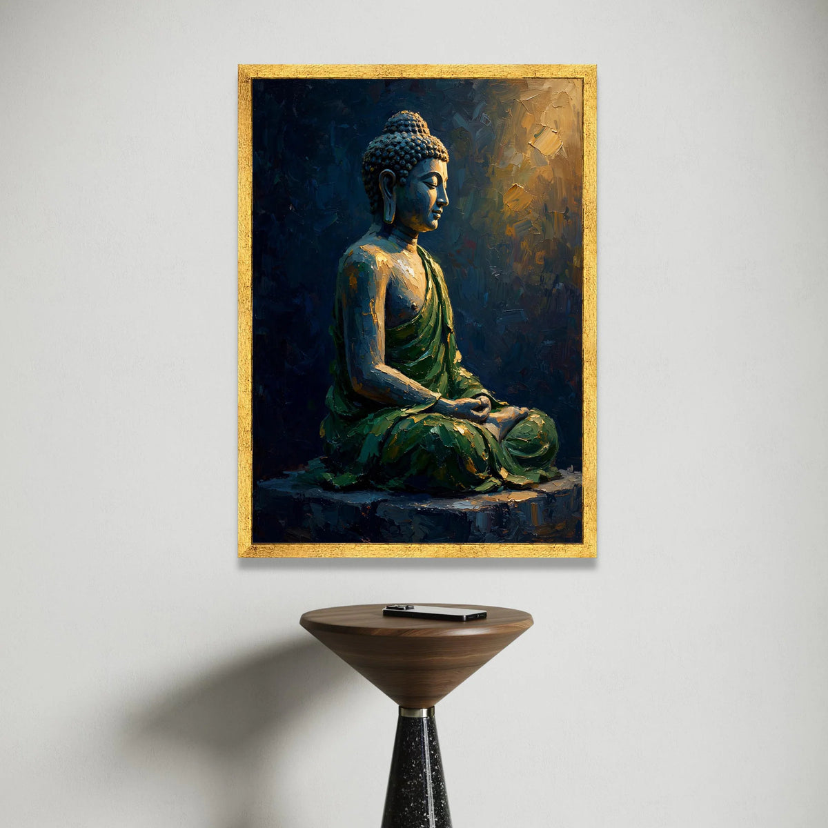 Meditative Buddha Statue Canvas, Serene Yoga Wall Art, Spiritual Home Decoration, Calm Zen Canvas Art, Peaceful Buddha Canvas Print Art