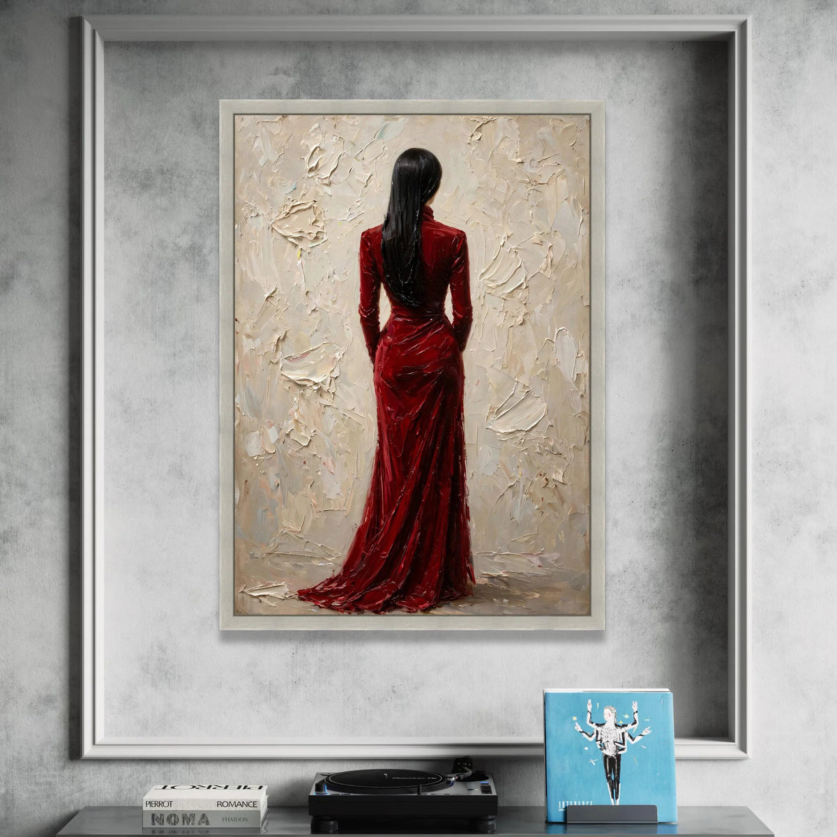 Elegant Woman Red Dress Canvas, Abstract Female Portrait Wall Art, Modern Fashion Canvas, Home Decoration Artwork, Ready to Canvas Print Art