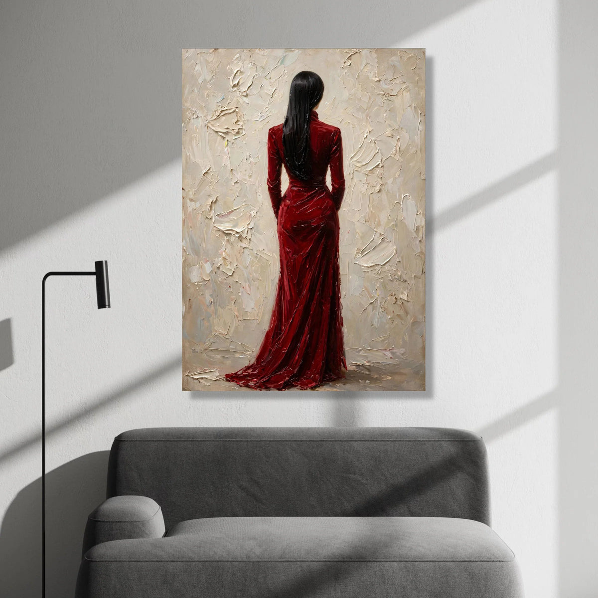Elegant Woman Red Dress Canvas, Abstract Female Portrait Wall Art, Modern Fashion Canvas, Home Decoration Artwork, Ready to Canvas Print Art