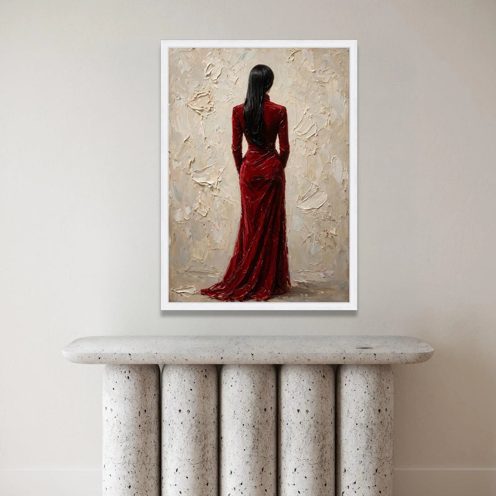 Elegant Woman Red Dress Canvas, Abstract Female Portrait Wall Art, Modern Fashion Canvas, Home Decoration Artwork, Ready to Canvas Print Art
