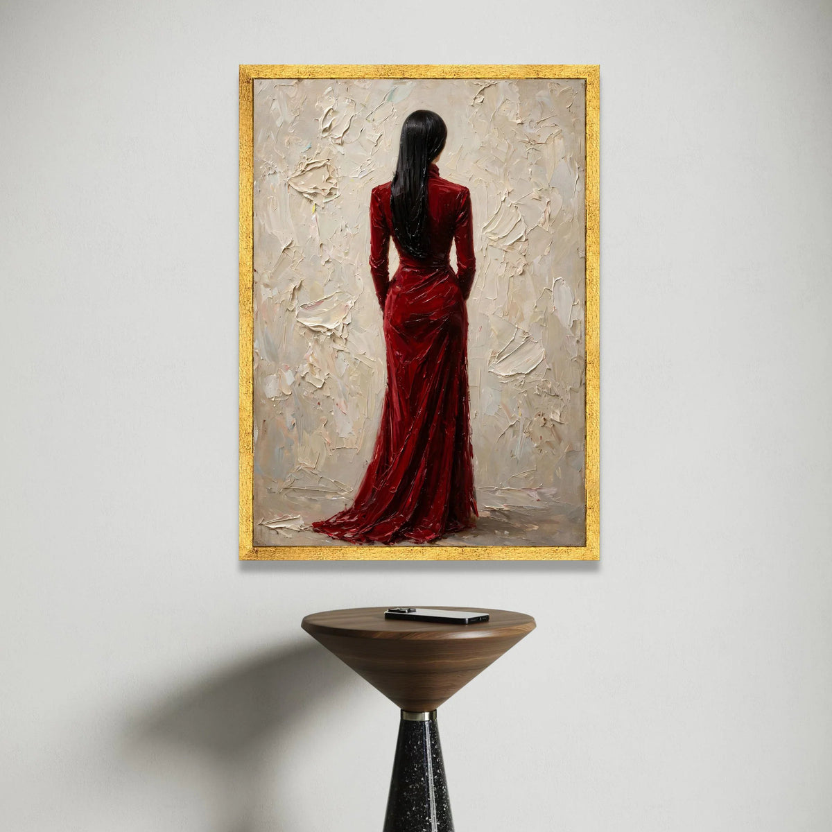 Elegant Woman Red Dress Canvas, Abstract Female Portrait Wall Art, Modern Fashion Canvas, Home Decoration Artwork, Ready to Canvas Print Art