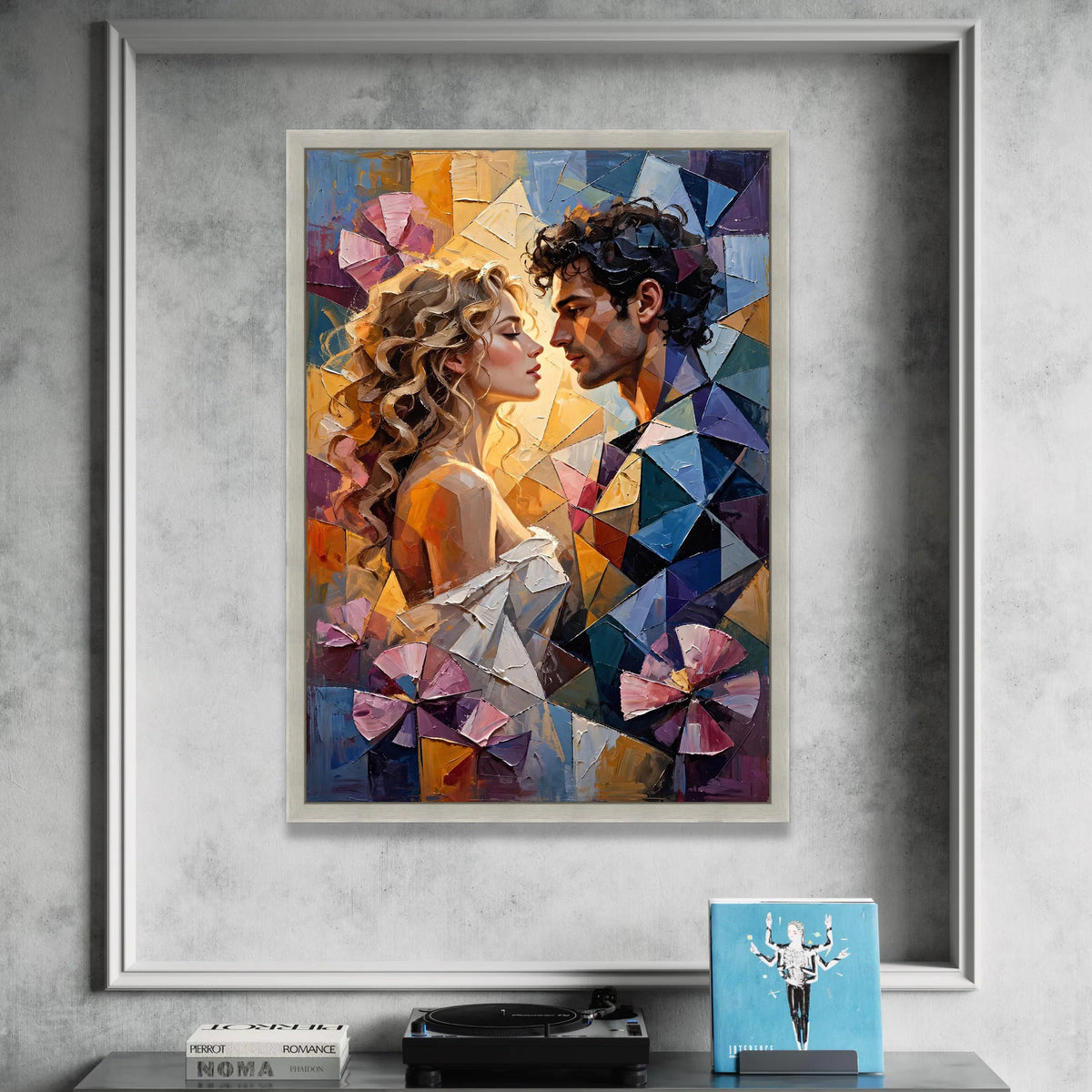 Romantic Couple Portrait Canvas, Abstract Love Wall Art, Modern Figurative Canvas, Intimate Home Decoration, Ready to Hang Canvas Print Art