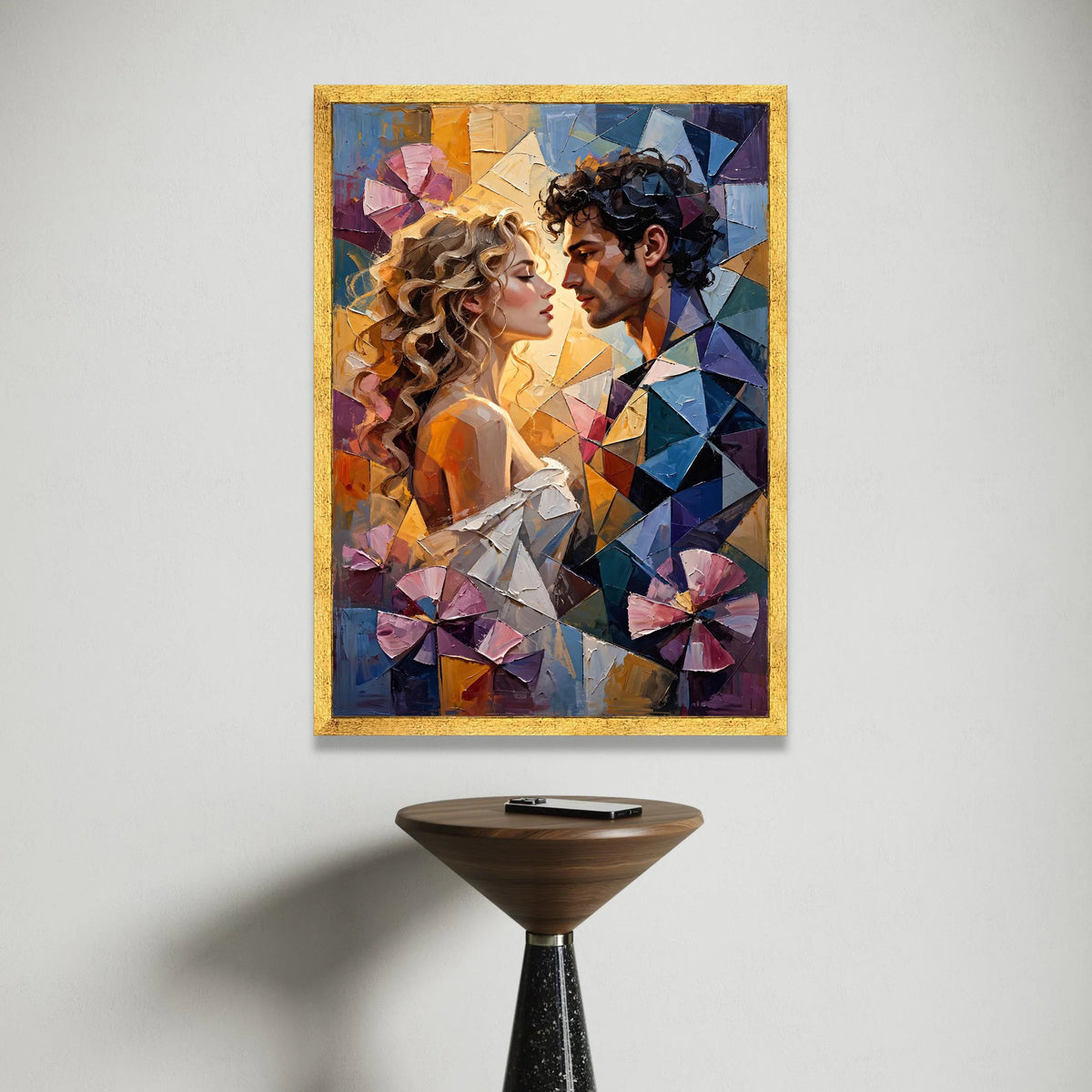 Romantic Couple Portrait Canvas, Abstract Love Wall Art, Modern Figurative Canvas, Intimate Home Decoration, Ready to Hang Canvas Print Art