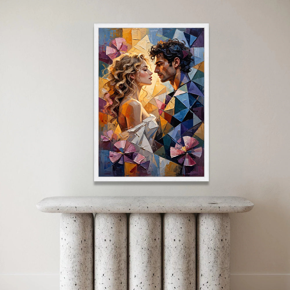 Romantic Couple Portrait Canvas, Abstract Love Wall Art, Modern Figurative Canvas, Intimate Home Decoration, Ready to Hang Canvas Print Art