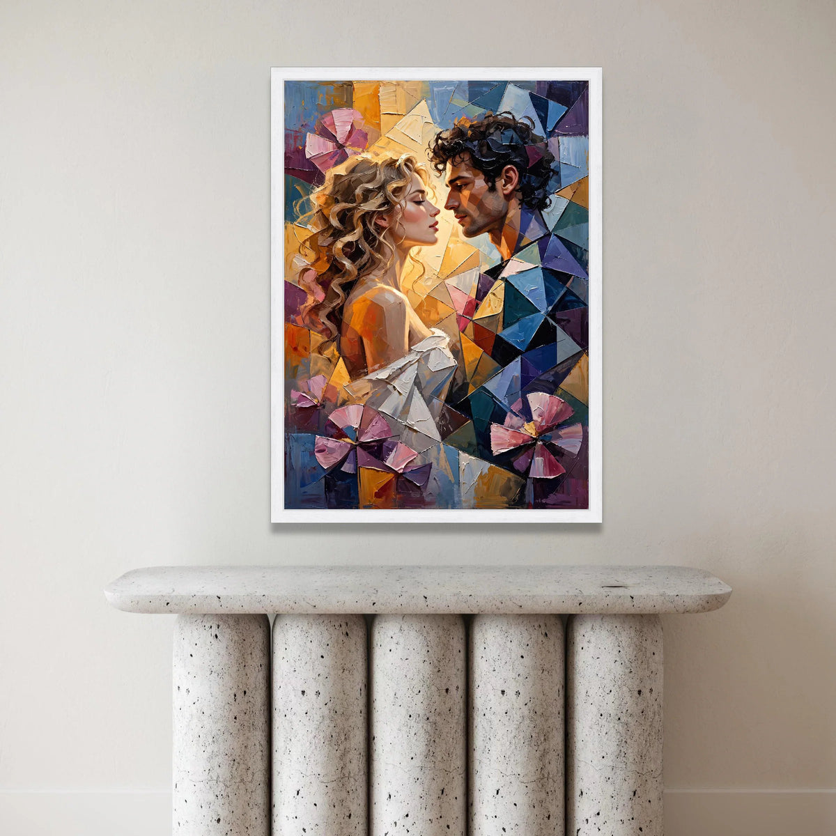Romantic Couple Portrait Canvas, Abstract Love Wall Art, Modern Figurative Canvas, Intimate Home Decoration, Ready to Hang Canvas Print Art