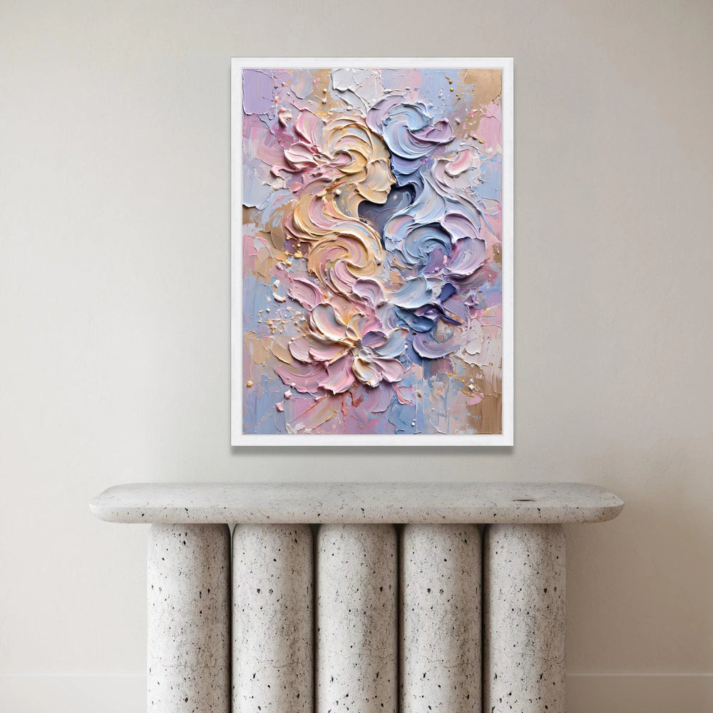 Abstract Floral Swirl Canvas Wall Art, Pastel Color Palette, Modern Home Decoration, Soft Pink and Blue Artwork, Elegant Canvas Print Art