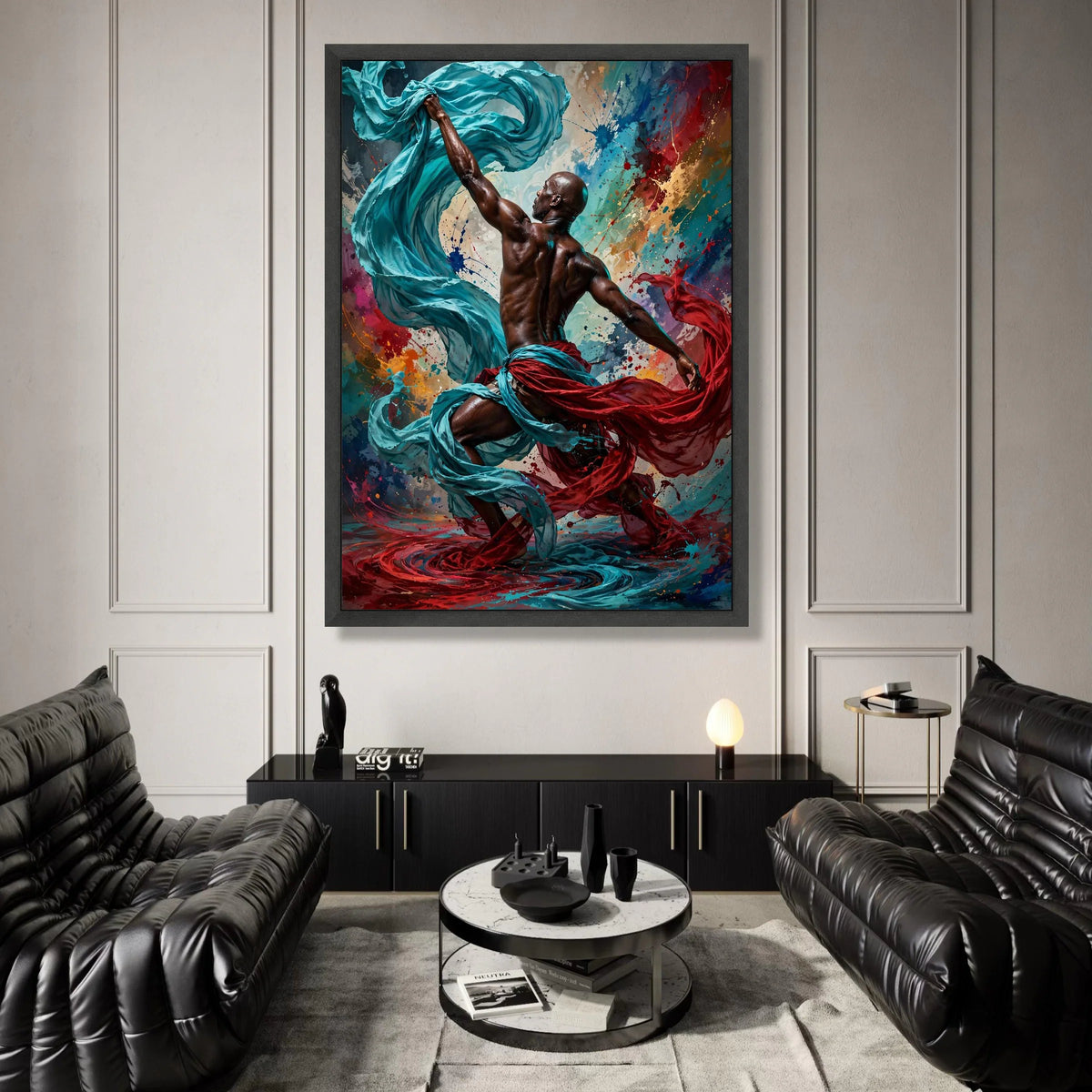 Dynamic Dance Pose Canvas, Abstract Motion Art, Color Splash Wall Art, Energetic Home Decor, Contemporary Canvas Print Canvas Print Art