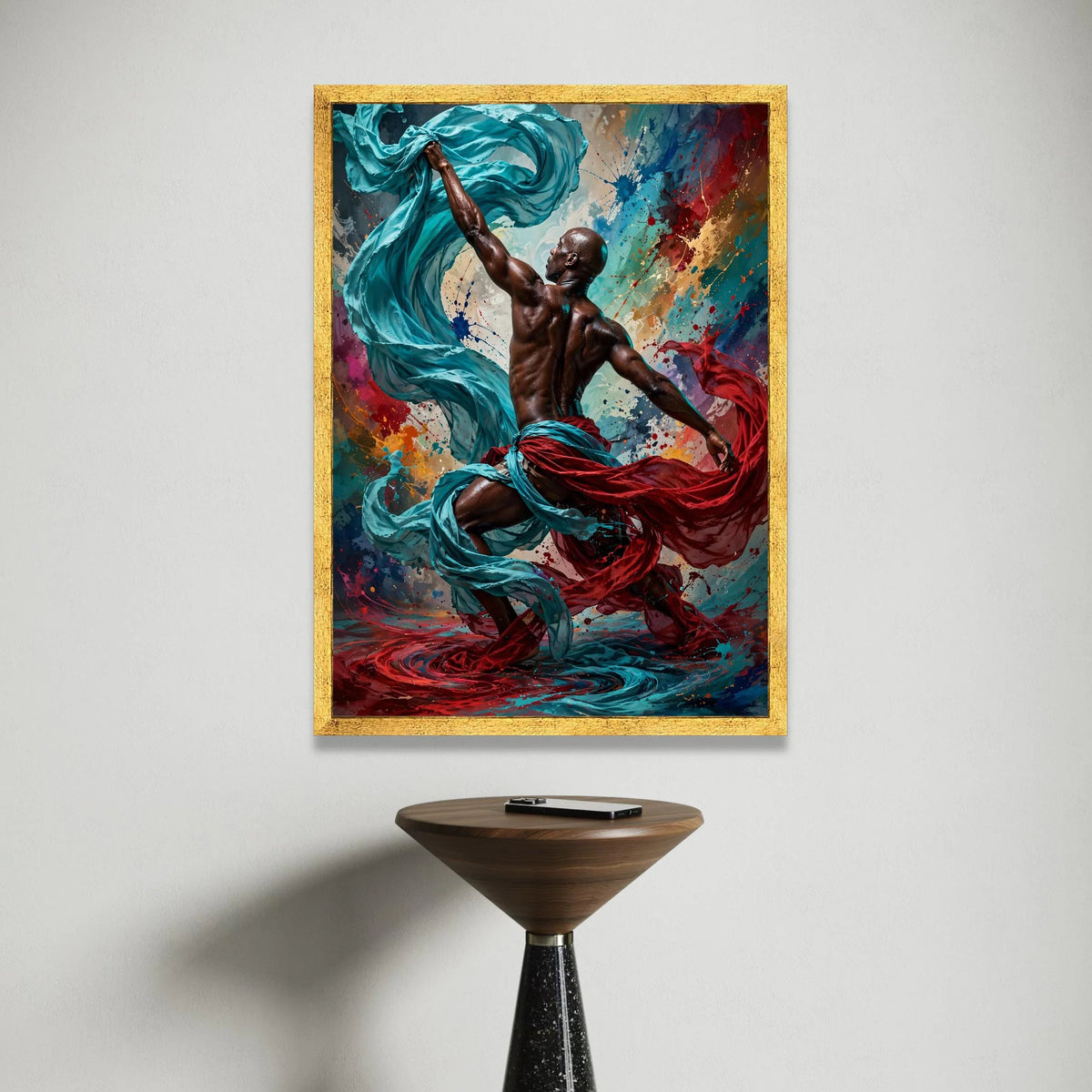 Dynamic Dance Pose Canvas, Abstract Motion Art, Color Splash Wall Art, Energetic Home Decor, Contemporary Canvas Print Canvas Print Art