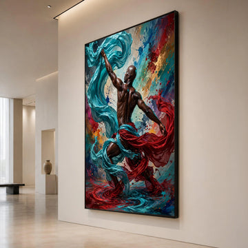 Dynamic Dance Pose Canvas, Abstract Motion Art, Color Splash Wall Art, Energetic Home Decor, Contemporary Canvas Print Canvas Print Art