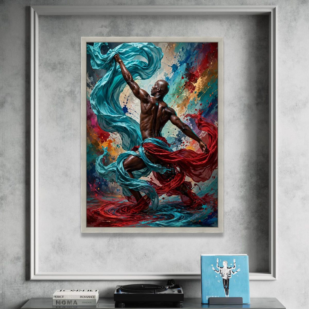 Dynamic Dance Pose Canvas, Abstract Motion Art, Color Splash Wall Art, Energetic Home Decor, Contemporary Canvas Print Canvas Print Art