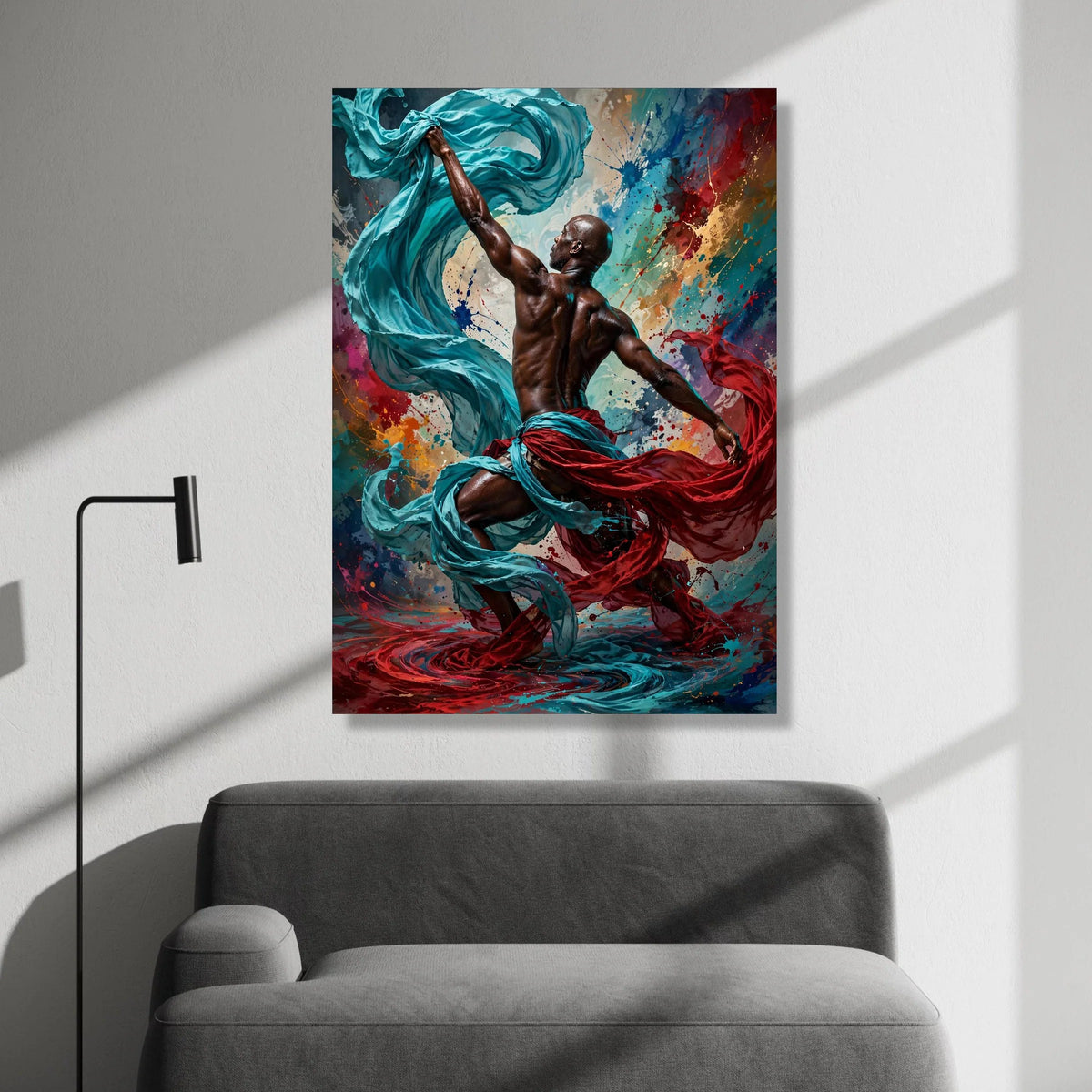 Dynamic Dance Pose Canvas, Abstract Motion Art, Color Splash Wall Art, Energetic Home Decor, Contemporary Canvas Print Canvas Print Art