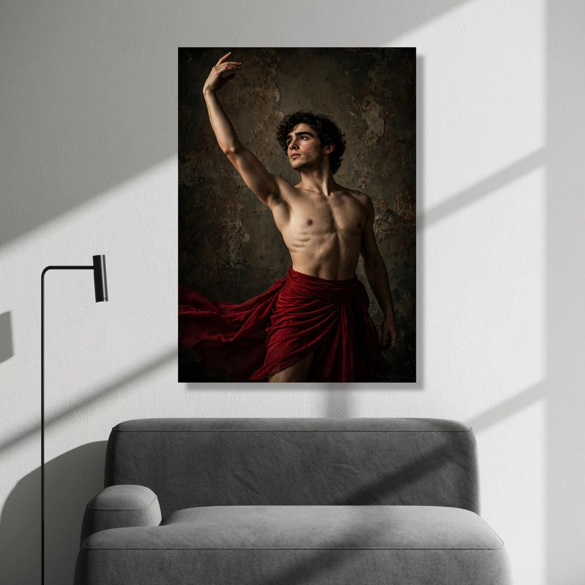 Elegant Male Ballet Dancer Canvas, Artistic Dance Pose Wall Art, Dramatic Performance Decor, Modern Figurative Canvas for Canvas Print Art
