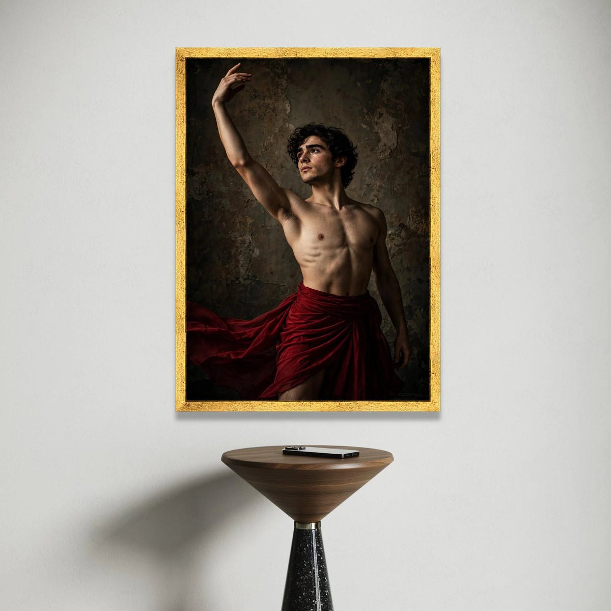 Elegant Male Ballet Dancer Canvas, Artistic Dance Pose Wall Art, Dramatic Performance Decor, Modern Figurative Canvas for Canvas Print Art
