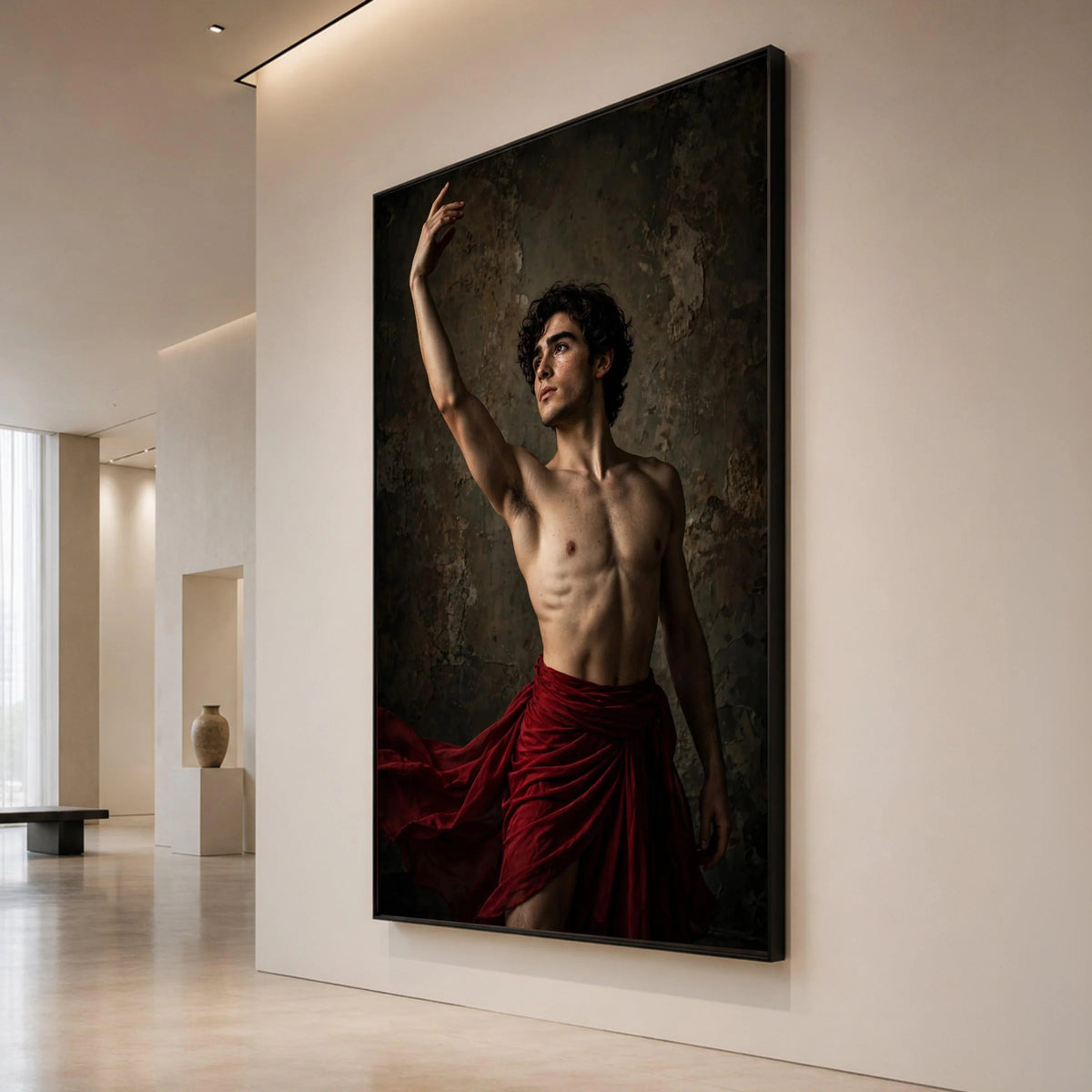 Elegant Male Ballet Dancer Canvas, Artistic Dance Pose Wall Art, Dramatic Performance Decor, Modern Figurative Canvas for Canvas Print Art