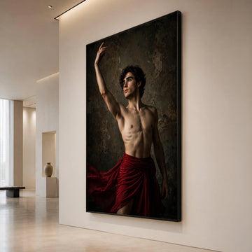 Elegant Male Ballet Dancer Canvas, Artistic Dance Pose Wall Art, Dramatic Performance Decor, Modern Figurative Canvas for Canvas Print Art