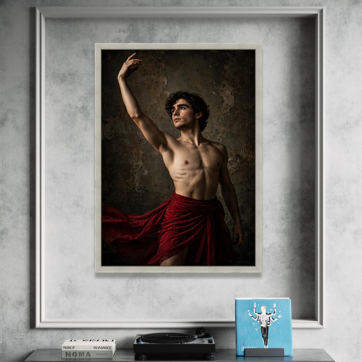Elegant Male Ballet Dancer Canvas, Artistic Dance Pose Wall Art, Dramatic Performance Decor, Modern Figurative Canvas for Canvas Print Art