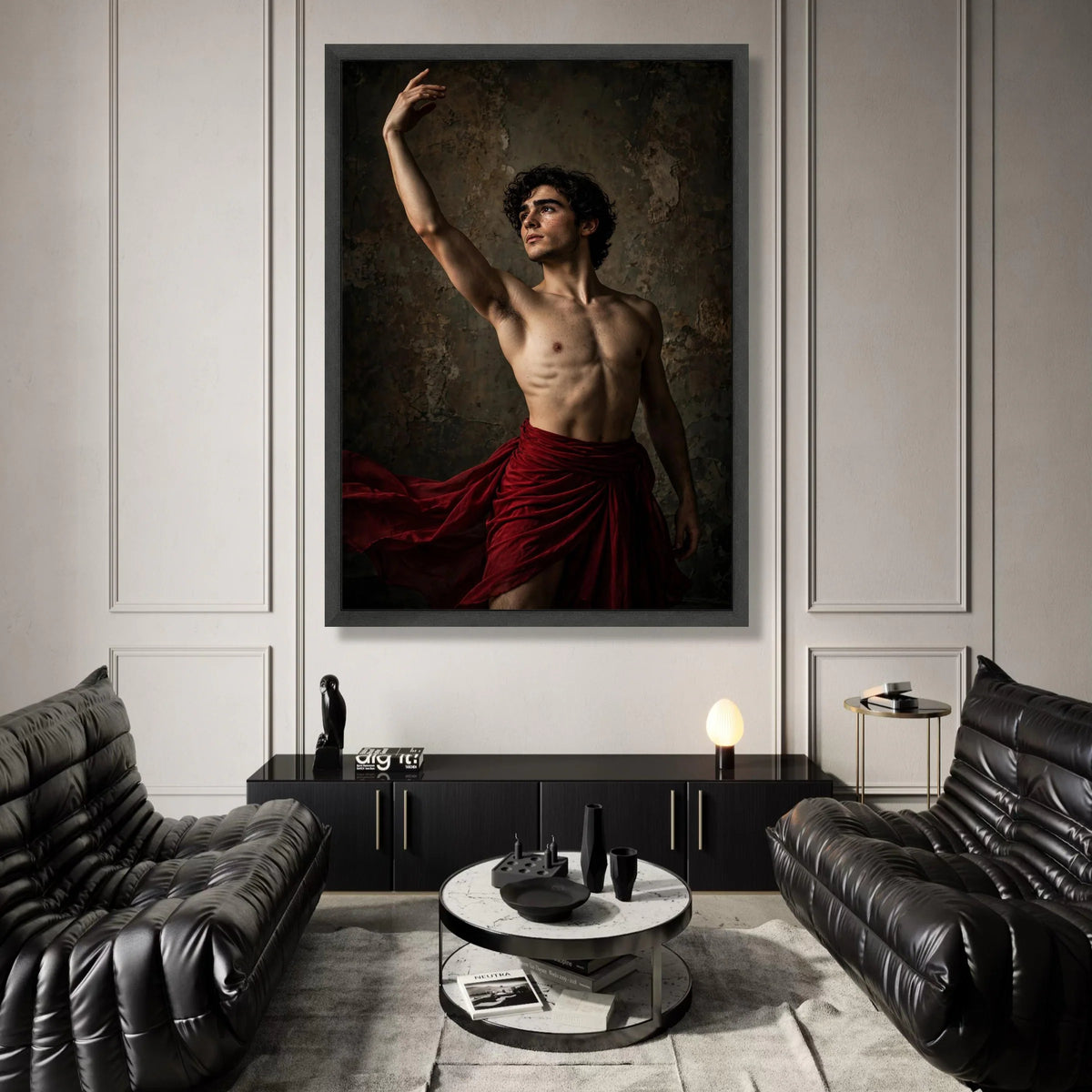 Elegant Male Ballet Dancer Canvas, Artistic Dance Pose Wall Art, Dramatic Performance Decor, Modern Figurative Canvas for Canvas Print Art