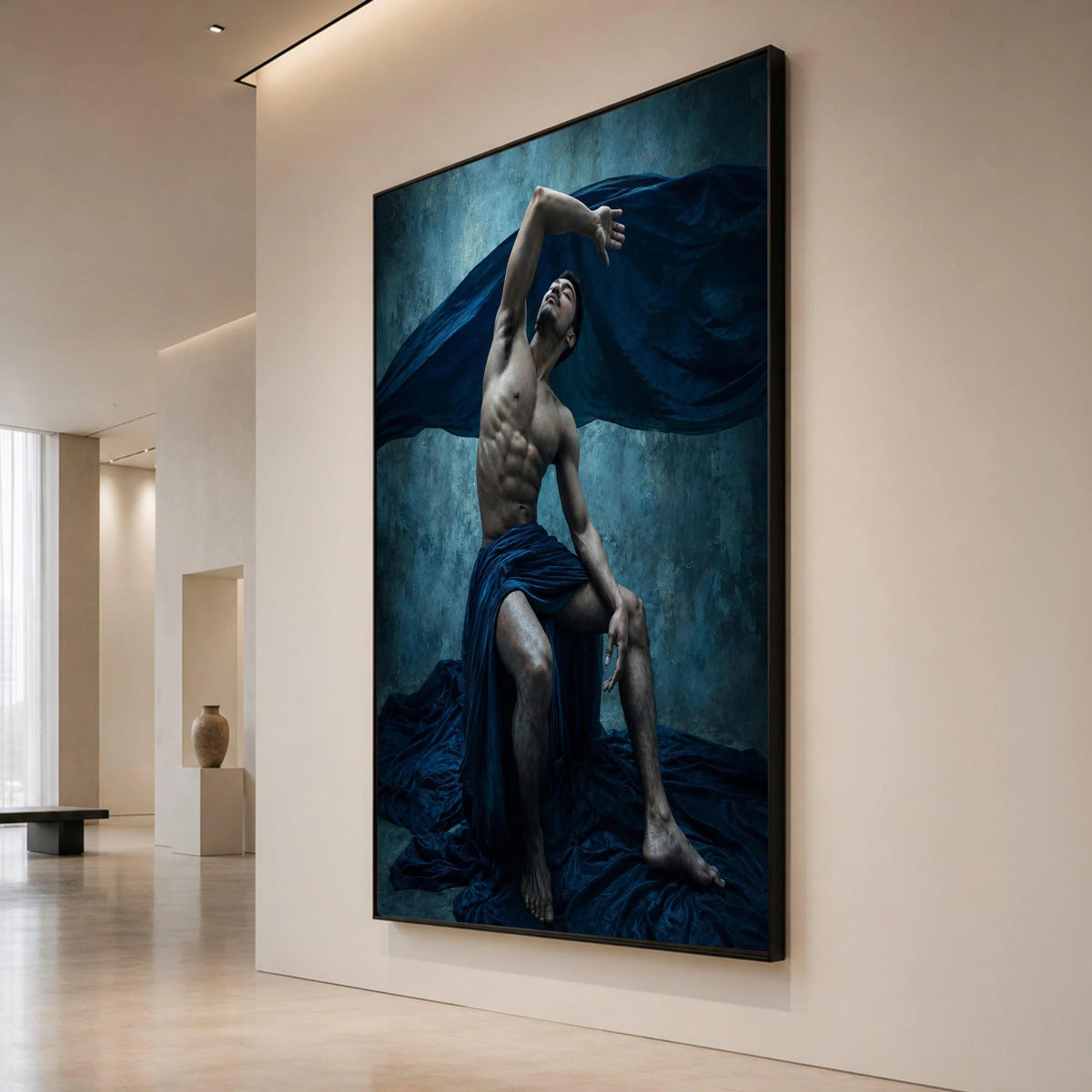 Dynamic Male Dance Pose Canvas, Contemporary Art Print, Abstract Movement Wall Art, Modern Figure Study, Dramatic Home Canvas Print Art