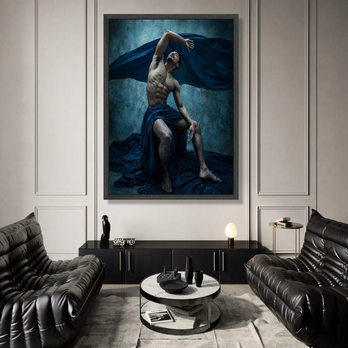 Dynamic Male Dance Pose Canvas, Contemporary Art Print, Abstract Movement Wall Art, Modern Figure Study, Dramatic Home Canvas Print Art