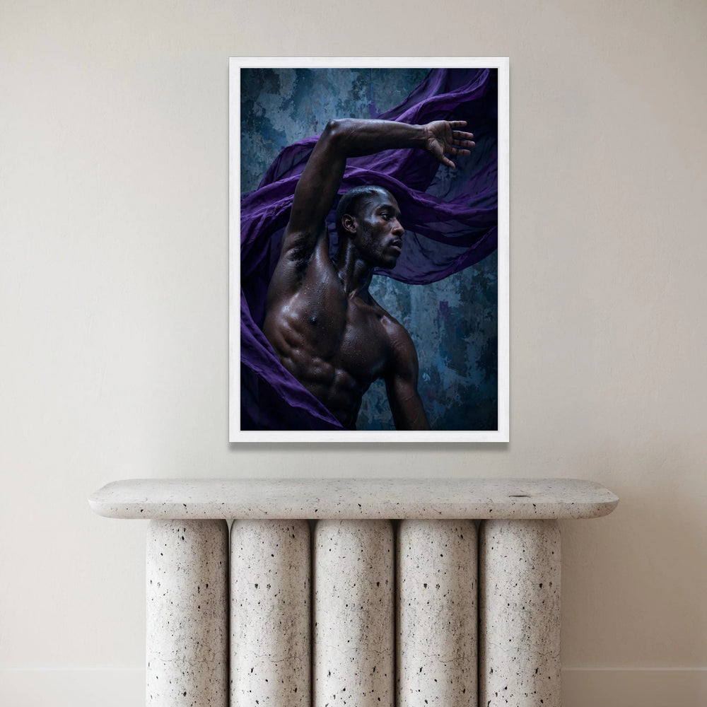 Powerful Male Dance Pose Canvas Wall Art, Dark Skin Portrait, Movement Expression Canvas, Contemporary Figure Art, Home Canvas Print Art