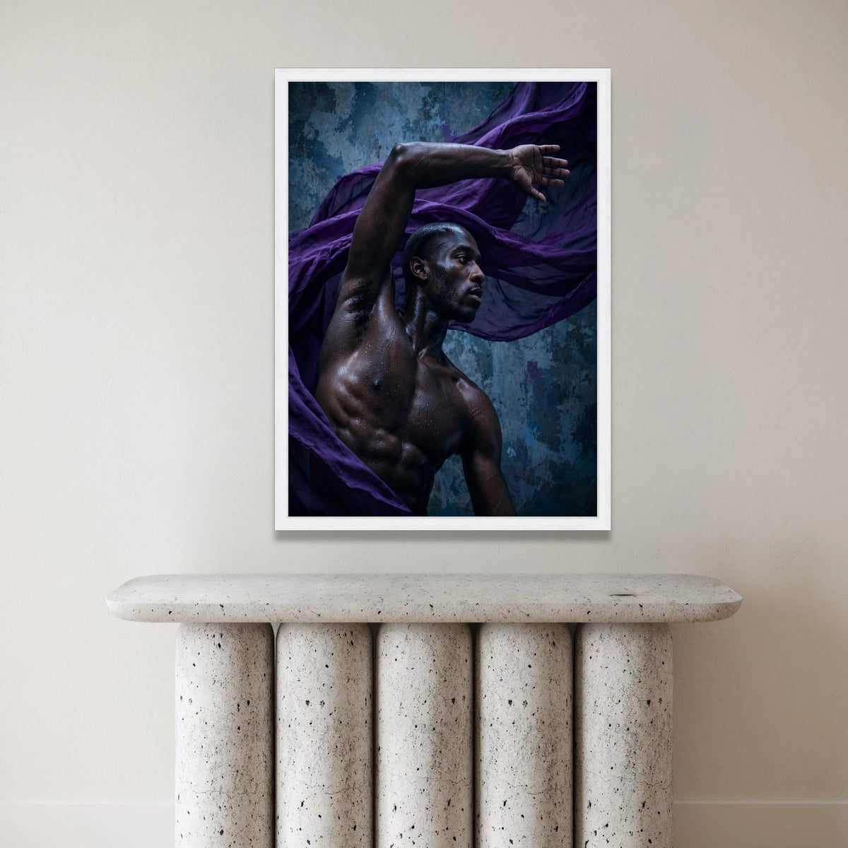 Powerful Male Dance Pose Canvas Wall Art, Dark Skin Portrait, Movement Expression Canvas, Contemporary Figure Art, Home Canvas Print Art