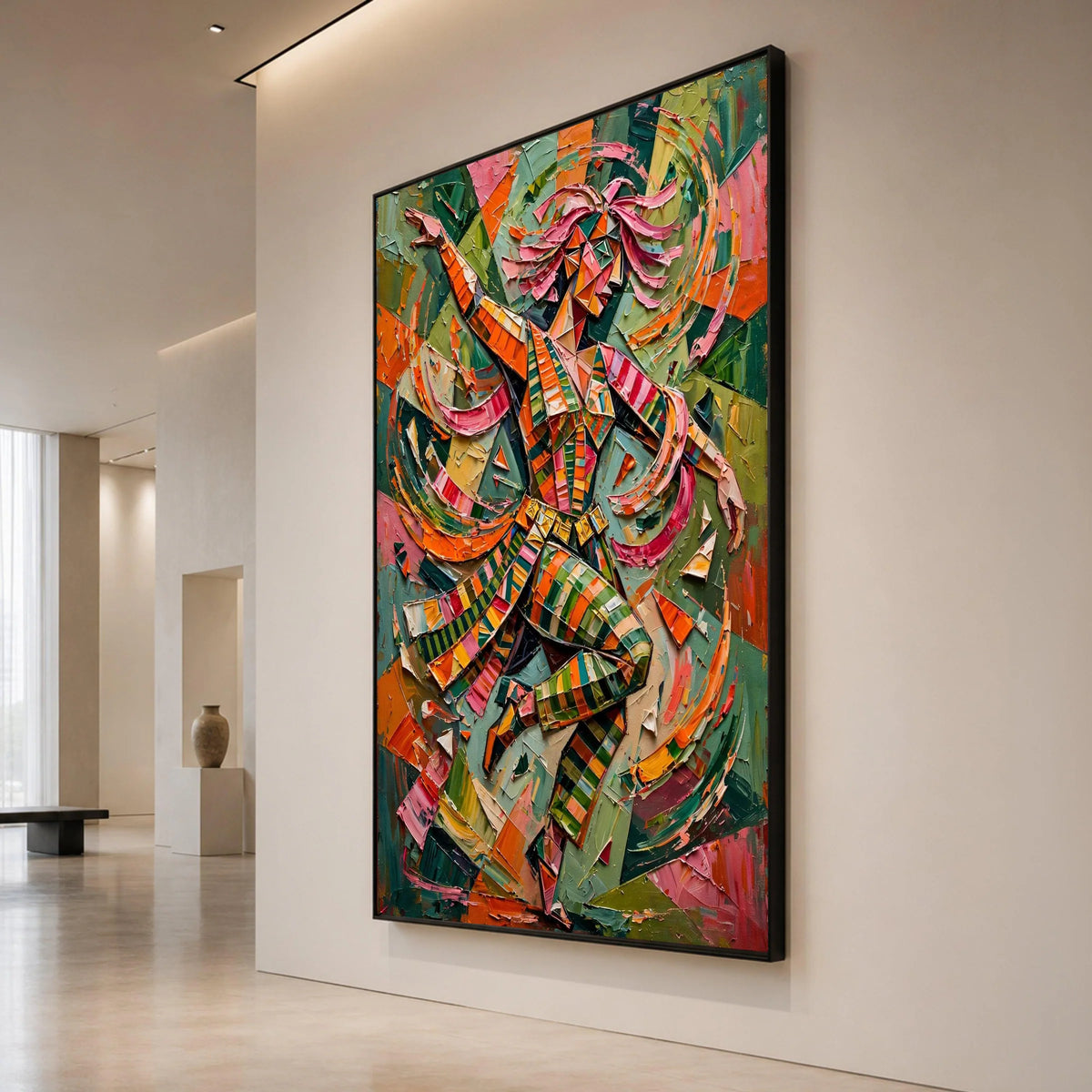 Vibrant Dancer Motion Canvas, Colorful Abstract Figure Wall Art, Modern Expressionist Home Decor, Energetic Dance Design Canvas Print Art