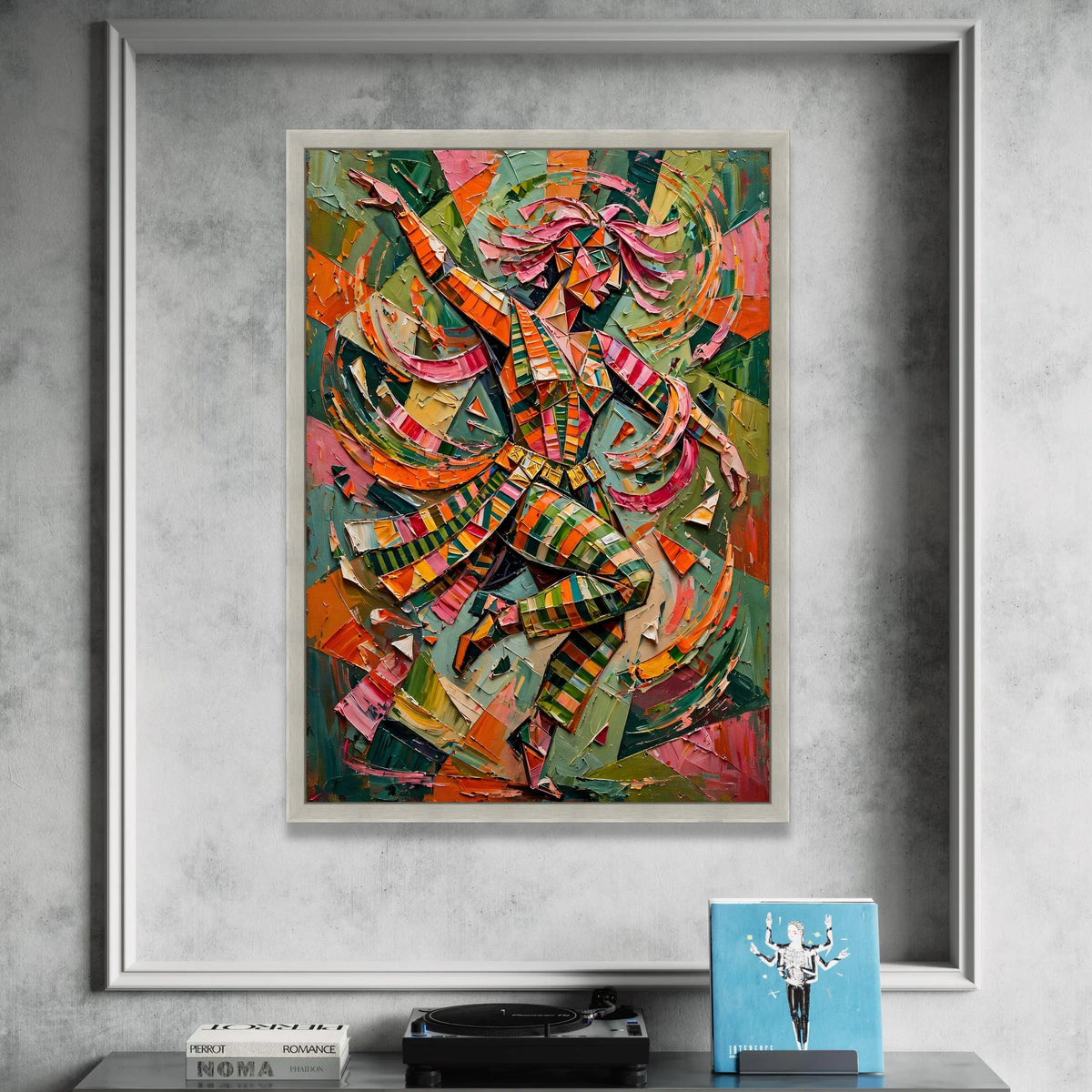 Vibrant Dancer Motion Canvas, Colorful Abstract Figure Wall Art, Modern Expressionist Home Decor, Energetic Dance Design Canvas Print Art