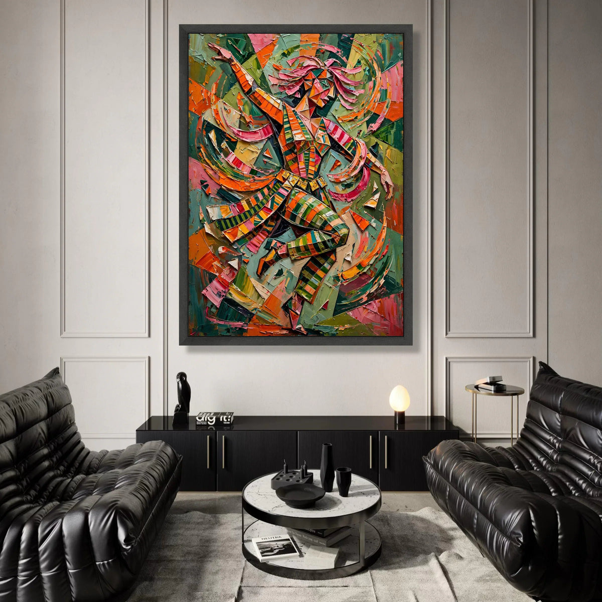 Vibrant Dancer Motion Canvas, Colorful Abstract Figure Wall Art, Modern Expressionist Home Decor, Energetic Dance Design Canvas Print Art
