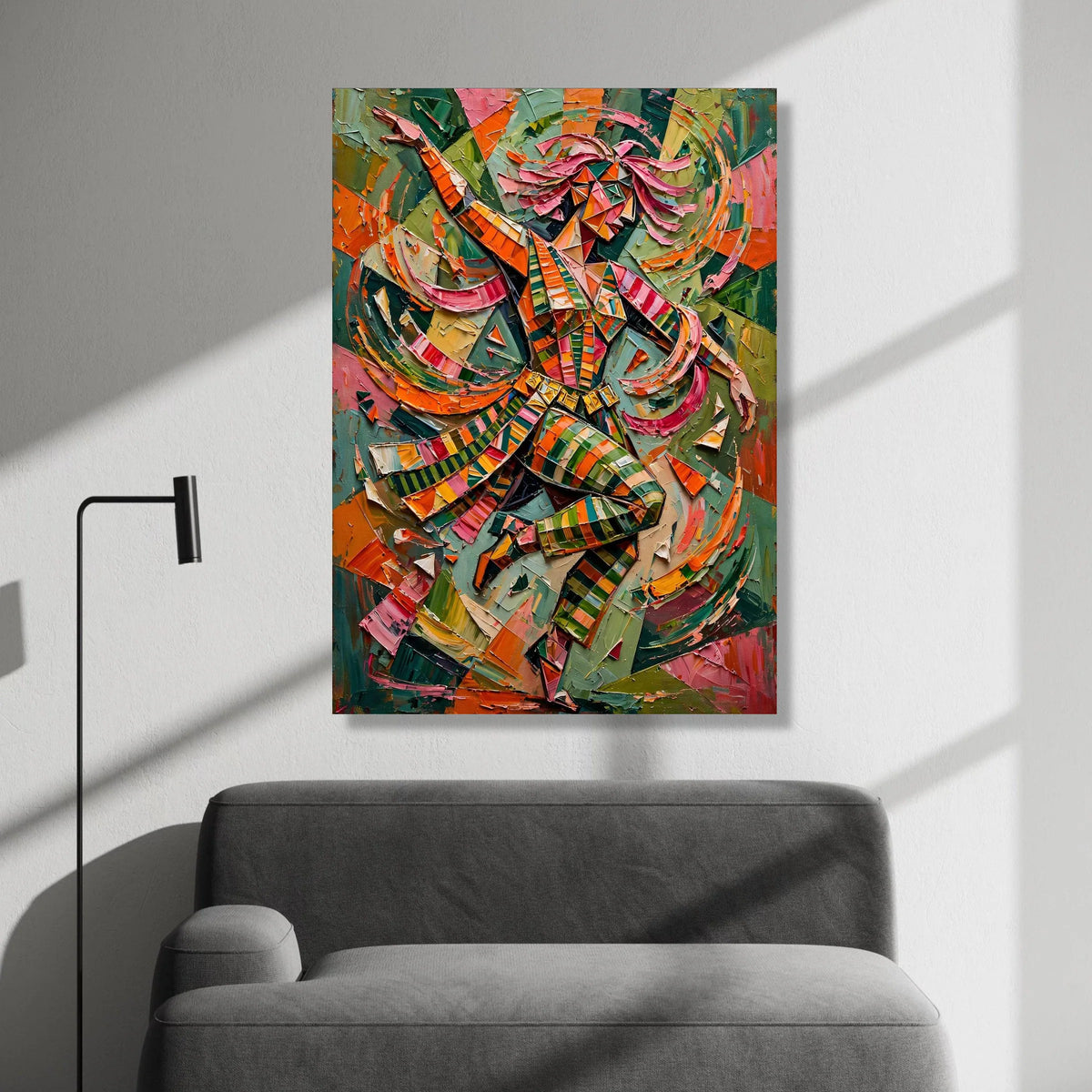 Vibrant Dancer Motion Canvas, Colorful Abstract Figure Wall Art, Modern Expressionist Home Decor, Energetic Dance Design Canvas Print Art