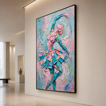 Graceful Ballerina Dance Canvas, Abstract Ballet Wall Art, Colorful Movement Painting, Modern Dancer Canvas Decoration Canvas Print Art
