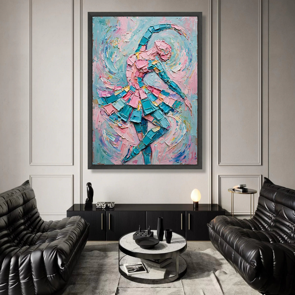 Graceful Ballerina Dance Canvas, Abstract Ballet Wall Art, Colorful Movement Painting, Modern Dancer Canvas Decoration Canvas Print Art