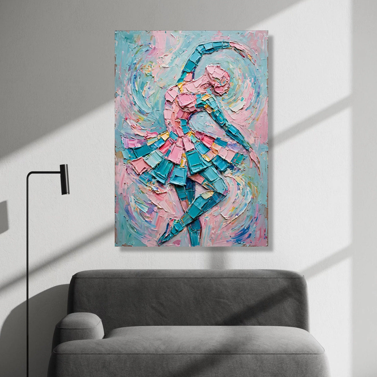 Graceful Ballerina Dance Canvas, Abstract Ballet Wall Art, Colorful Movement Painting, Modern Dancer Canvas Decoration Canvas Print Art
