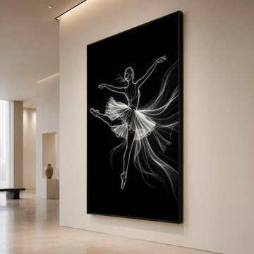 Elegant Ballerina Dance Pose Canvas, Neon Line Art Wall Decor, Ballet Dancer Silhouette, Contemporary Dance Canvas, Modern Canvas Print Art