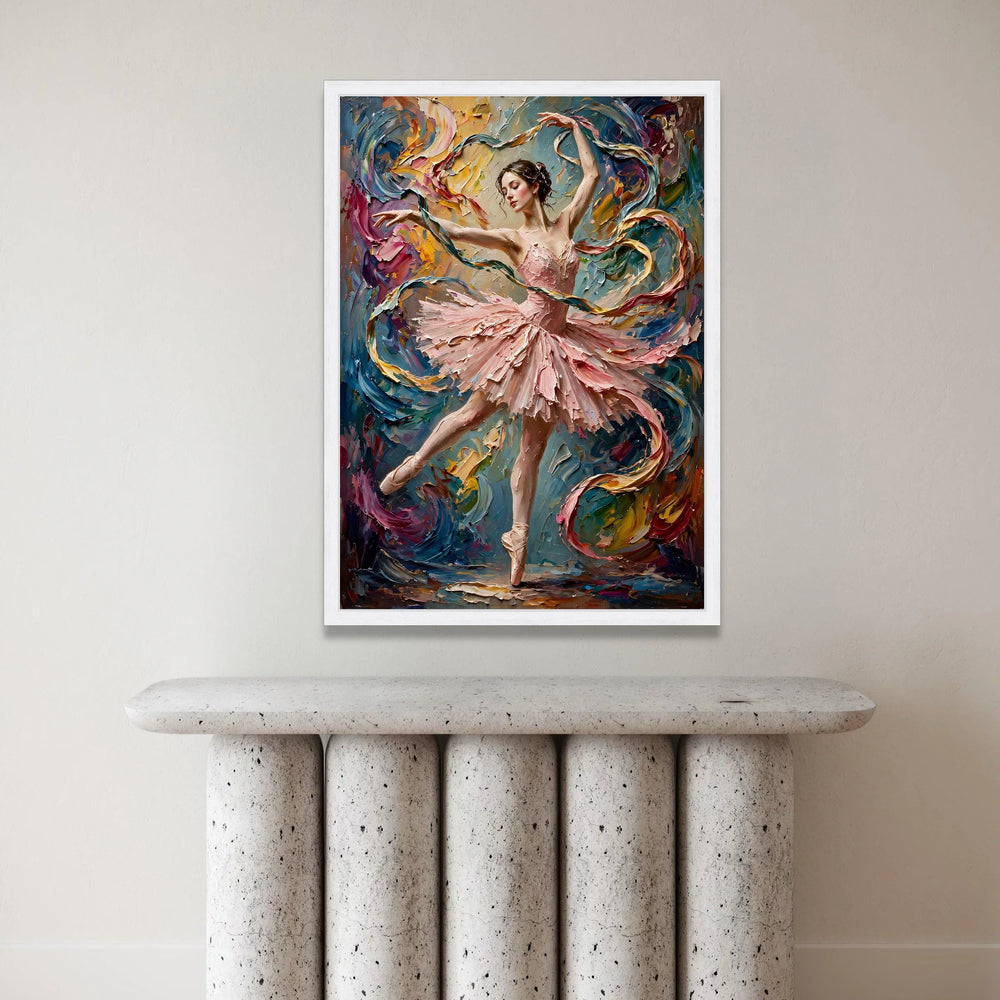 Graceful Ballerina Dance Canvas, Pink Tutu Ballet Art, Elegant Dancer Wall Decor, Dynamic Movement Canvas, Artistic Home Canvas Print Art