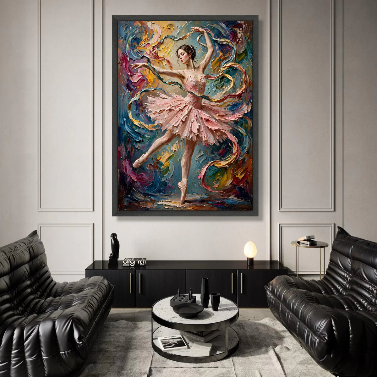 Graceful Ballerina Dance Canvas, Pink Tutu Ballet Art, Elegant Dancer Wall Decor, Dynamic Movement Canvas, Artistic Home Canvas Print Art
