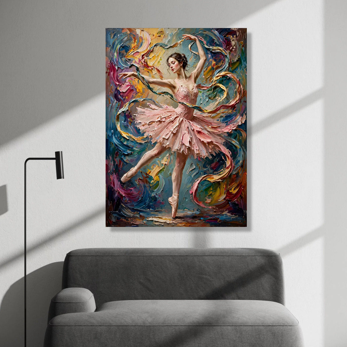 Graceful Ballerina Dance Canvas, Pink Tutu Ballet Art, Elegant Dancer Wall Decor, Dynamic Movement Canvas, Artistic Home Canvas Print Art