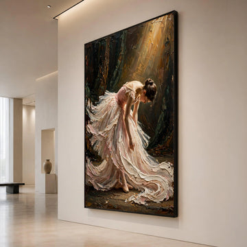 Elegant Ballerina Flowing Pink Dress Canvas, Classical Ballet Wall Art, Dance Pose Canvas, Graceful Dancer Home Decor, Canvas Print Art