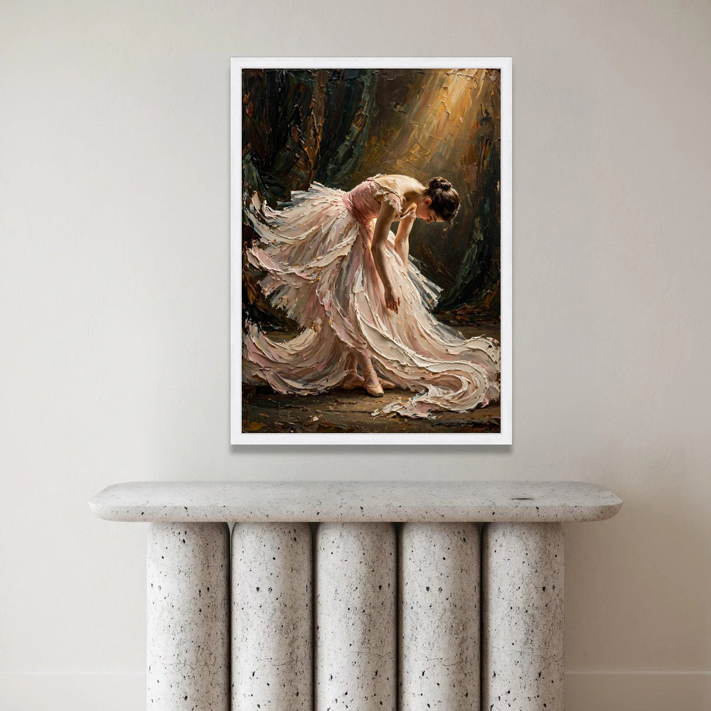 Elegant Ballerina Flowing Pink Dress Canvas, Classical Ballet Wall Art, Dance Pose Canvas, Graceful Dancer Home Decor, Canvas Print Art