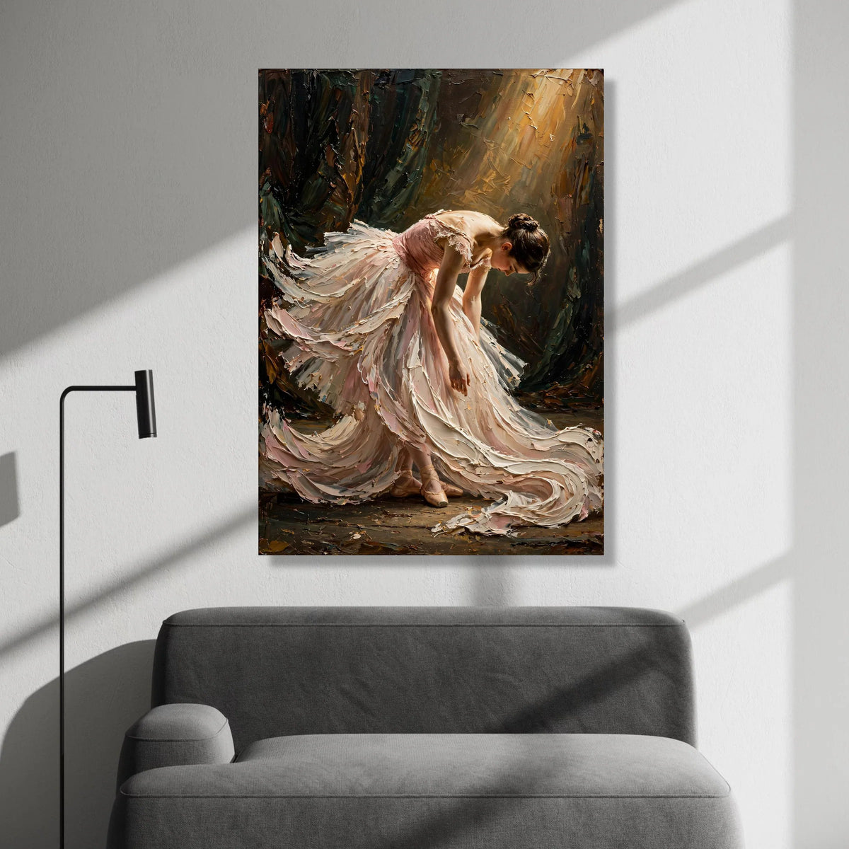 Elegant Ballerina Flowing Pink Dress Canvas, Classical Ballet Wall Art, Dance Pose Canvas, Graceful Dancer Home Decor, Canvas Print Art