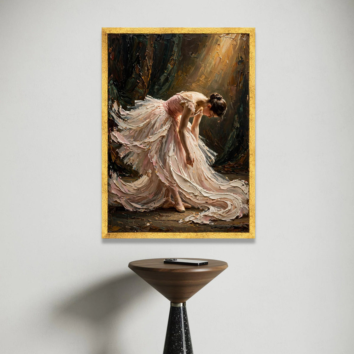 Elegant Ballerina Flowing Pink Dress Canvas, Classical Ballet Wall Art, Dance Pose Canvas, Graceful Dancer Home Decor, Canvas Print Art