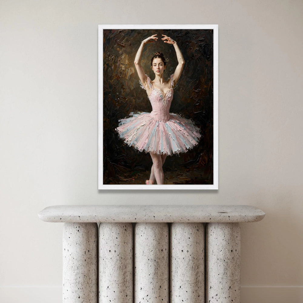 Elegant Ballerina Pose Canvas, Pink Tutu Dance Art, Ballet Wall Decoration, Graceful Dancer Canvas, Home Dance Studio Art Canvas Print Art