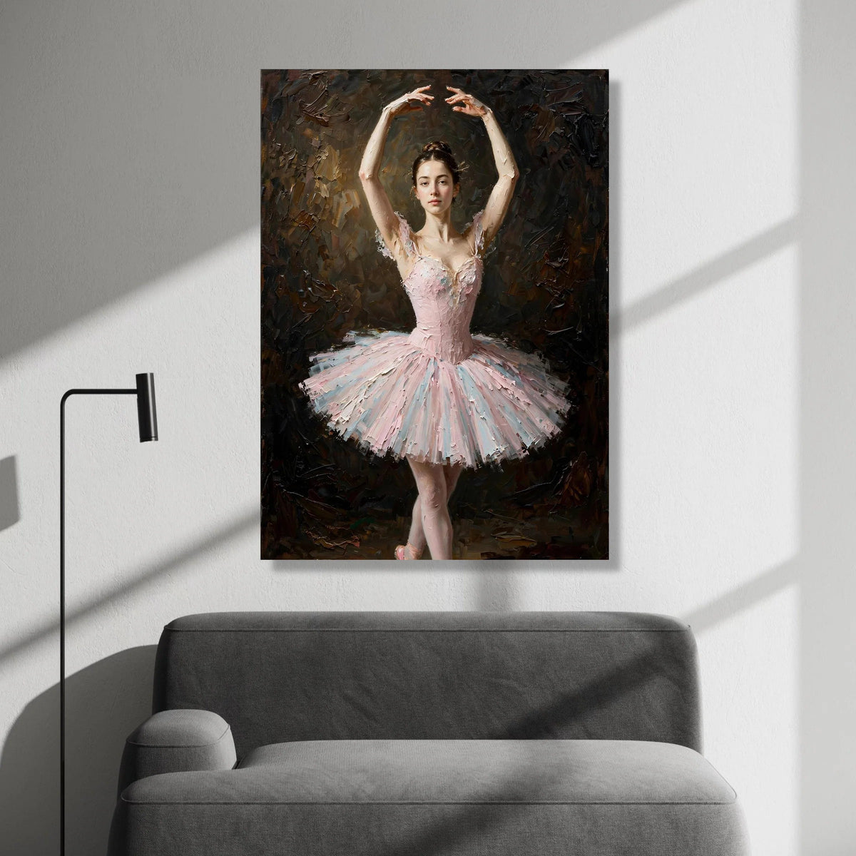 Elegant Ballerina Pose Canvas, Pink Tutu Dance Art, Ballet Wall Decoration, Graceful Dancer Canvas, Home Dance Studio Art Canvas Print Art
