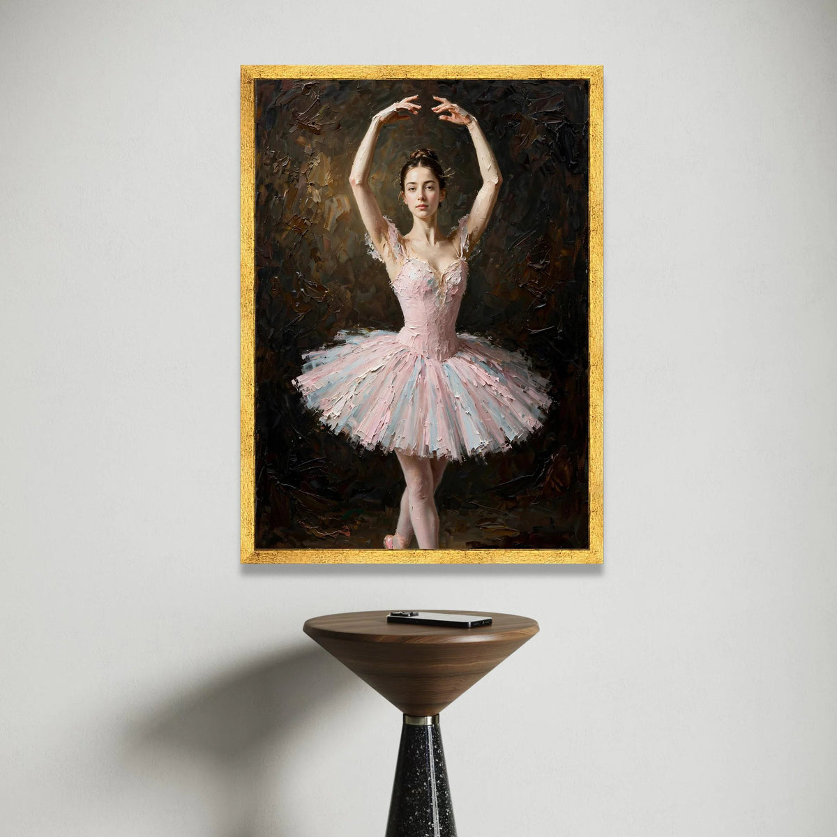 Elegant Ballerina Pose Canvas, Pink Tutu Dance Art, Ballet Wall Decoration, Graceful Dancer Canvas, Home Dance Studio Art Canvas Print Art
