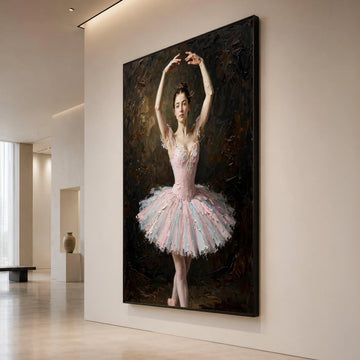 Elegant Ballerina Pose Canvas, Pink Tutu Dance Art, Ballet Wall Decoration, Graceful Dancer Canvas, Home Dance Studio Art Canvas Print Art