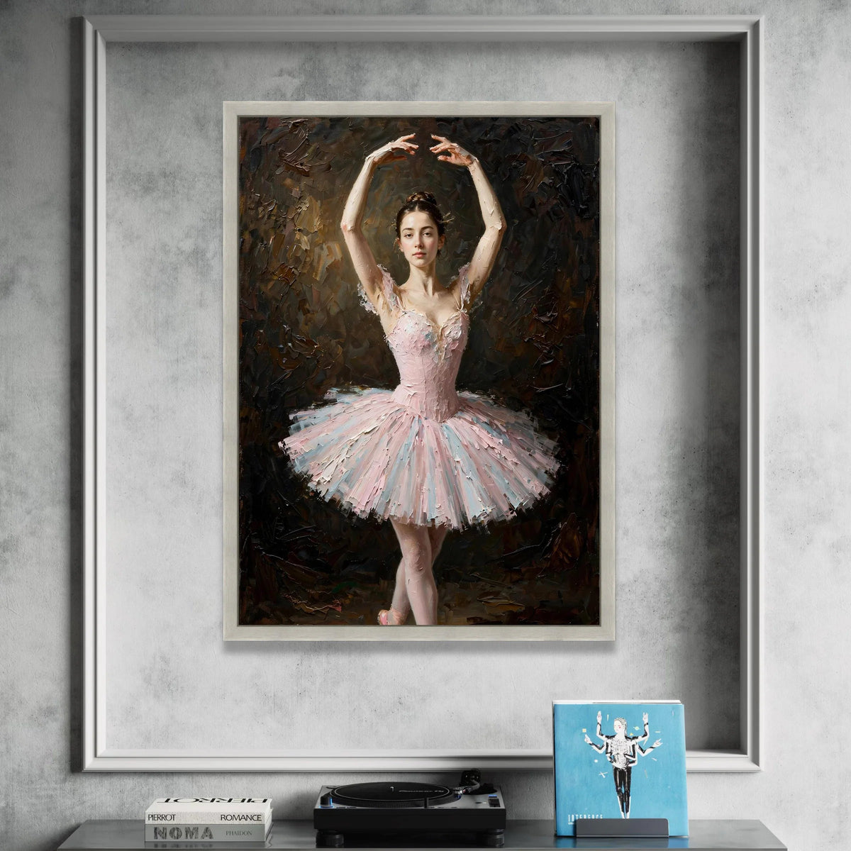 Elegant Ballerina Pose Canvas, Pink Tutu Dance Art, Ballet Wall Decoration, Graceful Dancer Canvas, Home Dance Studio Art Canvas Print Art