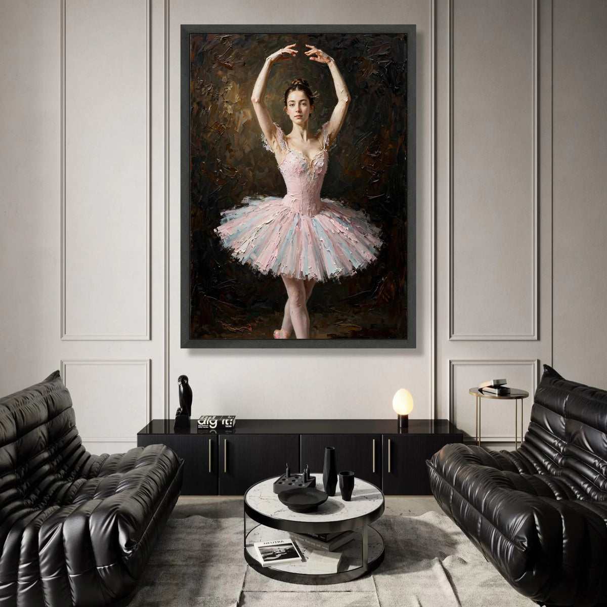Elegant Ballerina Pose Canvas, Pink Tutu Dance Art, Ballet Wall Decoration, Graceful Dancer Canvas, Home Dance Studio Art Canvas Print Art