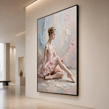 Elegant Ballerina Pink Tutu, Ballet Dancer Canvas Wall Art, Soft Pastel Home Decoration, Graceful Dance Pose Canvas Canvas Print Art