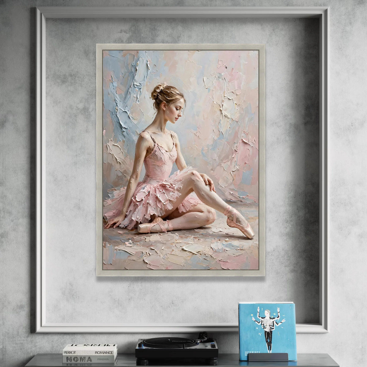 Elegant Ballerina Pink Tutu, Ballet Dancer Canvas Wall Art, Soft Pastel Home Decoration, Graceful Dance Pose Canvas Canvas Print Art