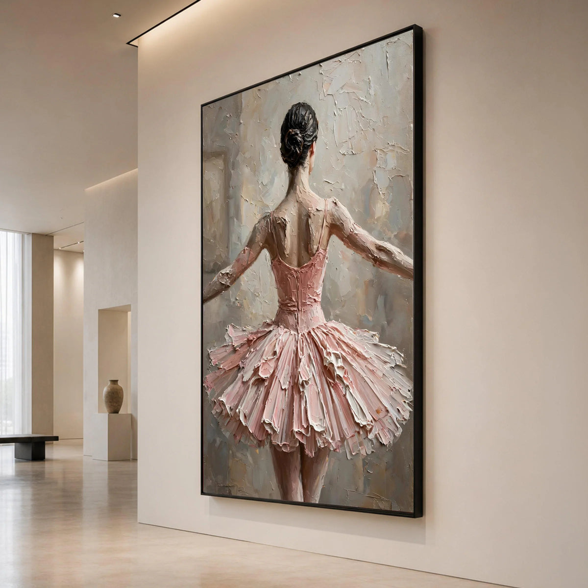 Graceful Ballerina Back View Canvas, Pink Tutu Dance Art, Ballet Wall Decoration, Elegant Dancer Silhouette, Home Canvas Canvas Print Art