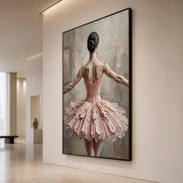 Graceful Ballerina Back View Canvas, Pink Tutu Dance Art, Ballet Wall Decoration, Elegant Dancer Silhouette, Home Canvas Canvas Print Art